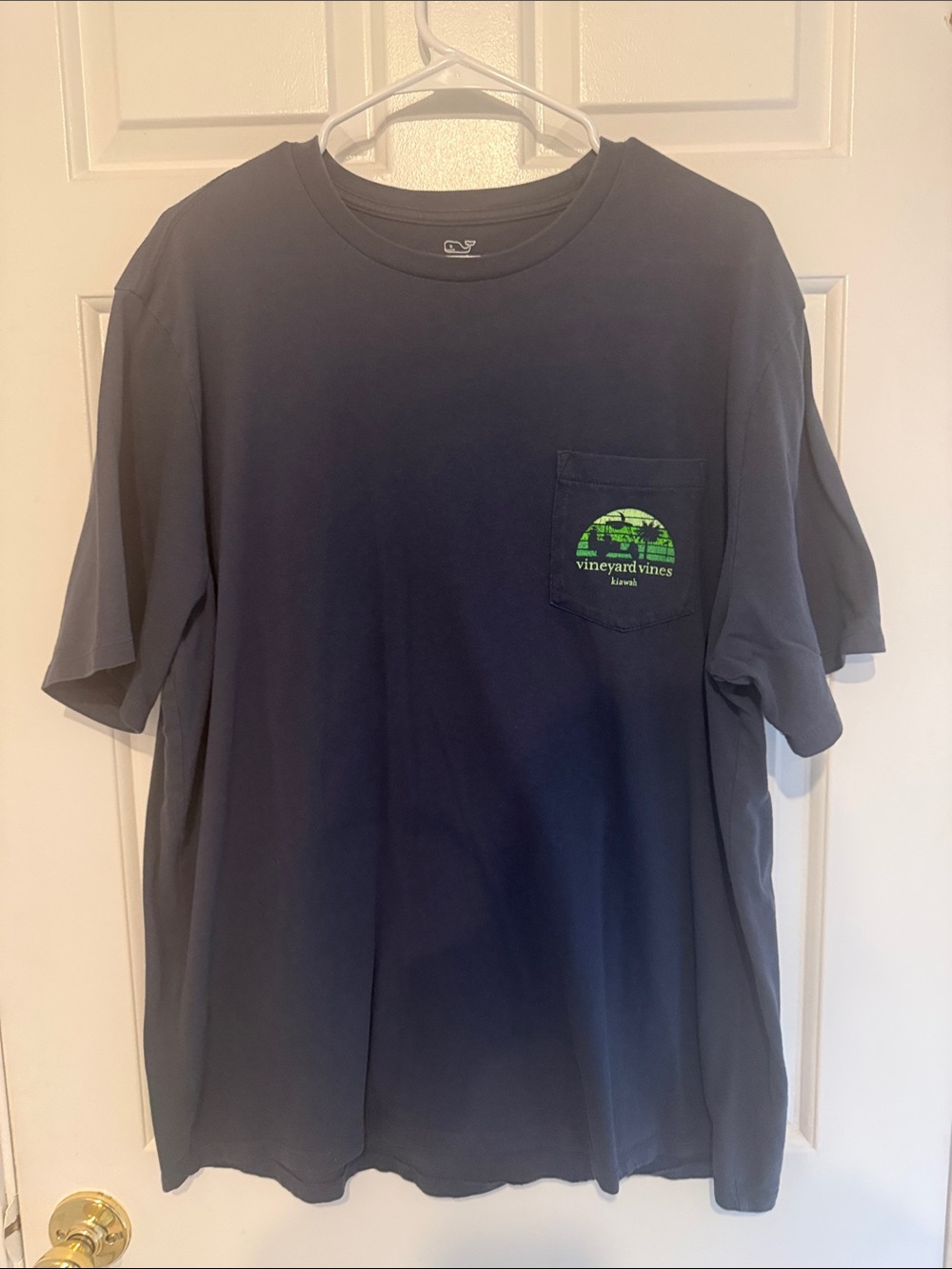 Vineyard Vines Navy Short-Sleeve Pocket Tee with Green Logo